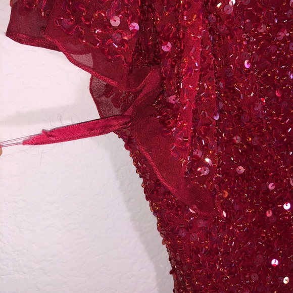 Adrianna Papell Boutique red sequin Top - Picture 3 of 6